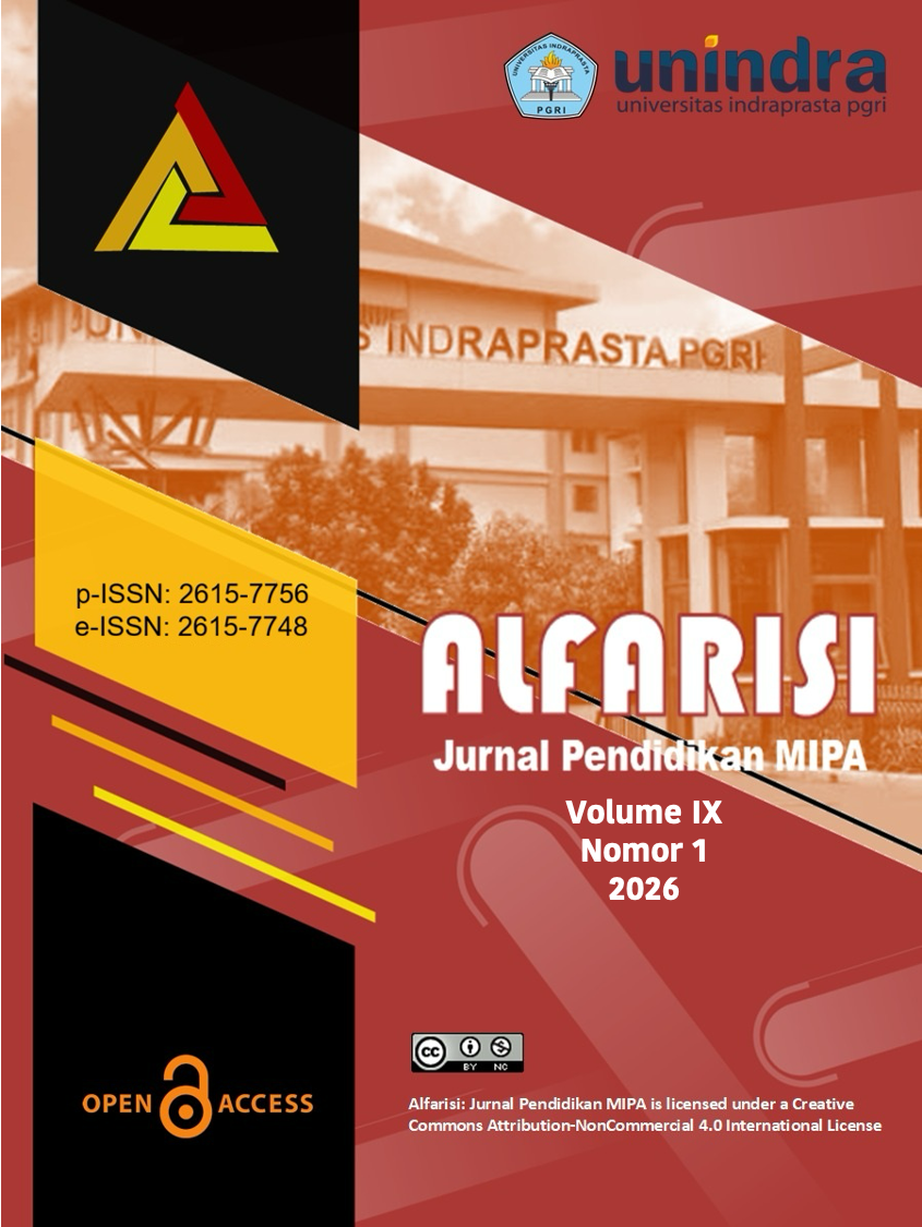 					View Vol. 9 No. 1 (2026):  ALFARISI: Jurnal Pendidikan MIPA
				