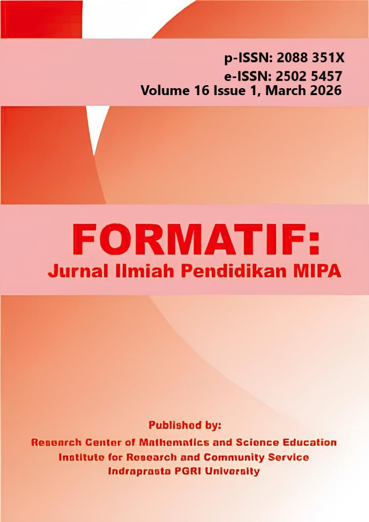 					View Vol. 16 No. 1 (2026): Formatif: Jurnal Ilmiah Pendidikan MIPA
				